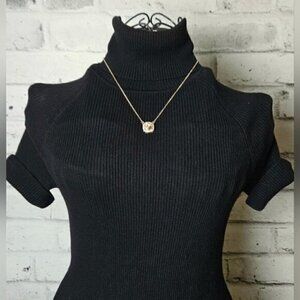 Rose Gold-Tone Halo Pendant Necklace w/ Sparkling Yellow Crystal Center